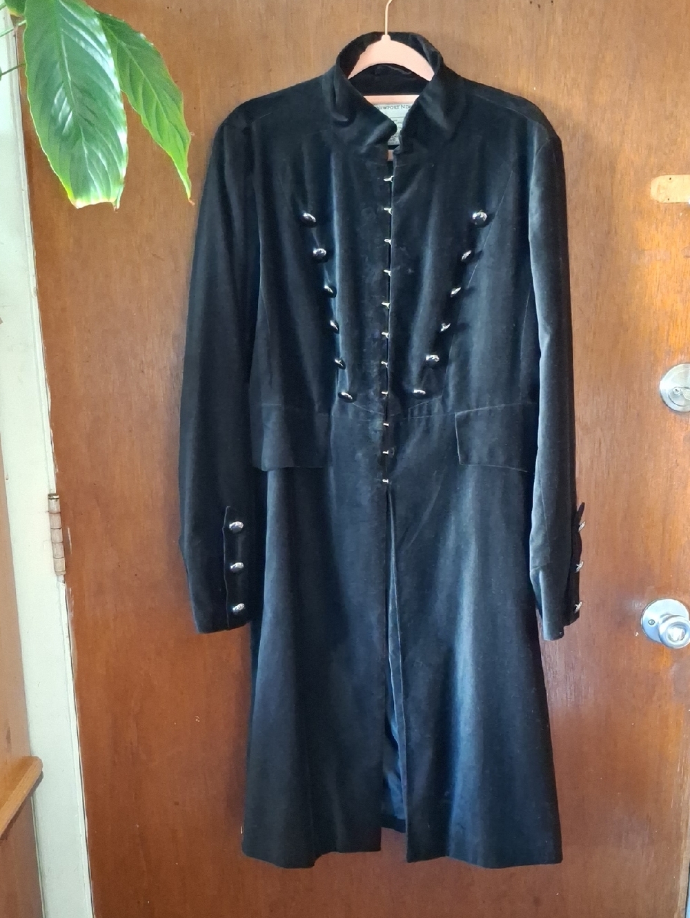 Vintage Newport News Black Velvet Coat Sz 10 Medium Goth Gothic Military Style